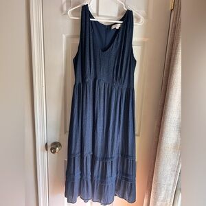 LOFT Plus Navy Patterned Dress